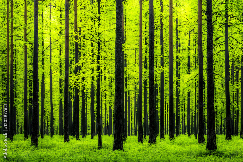 Vibrant Spring Forest Illustration Vibrant Spring Forest Illustration