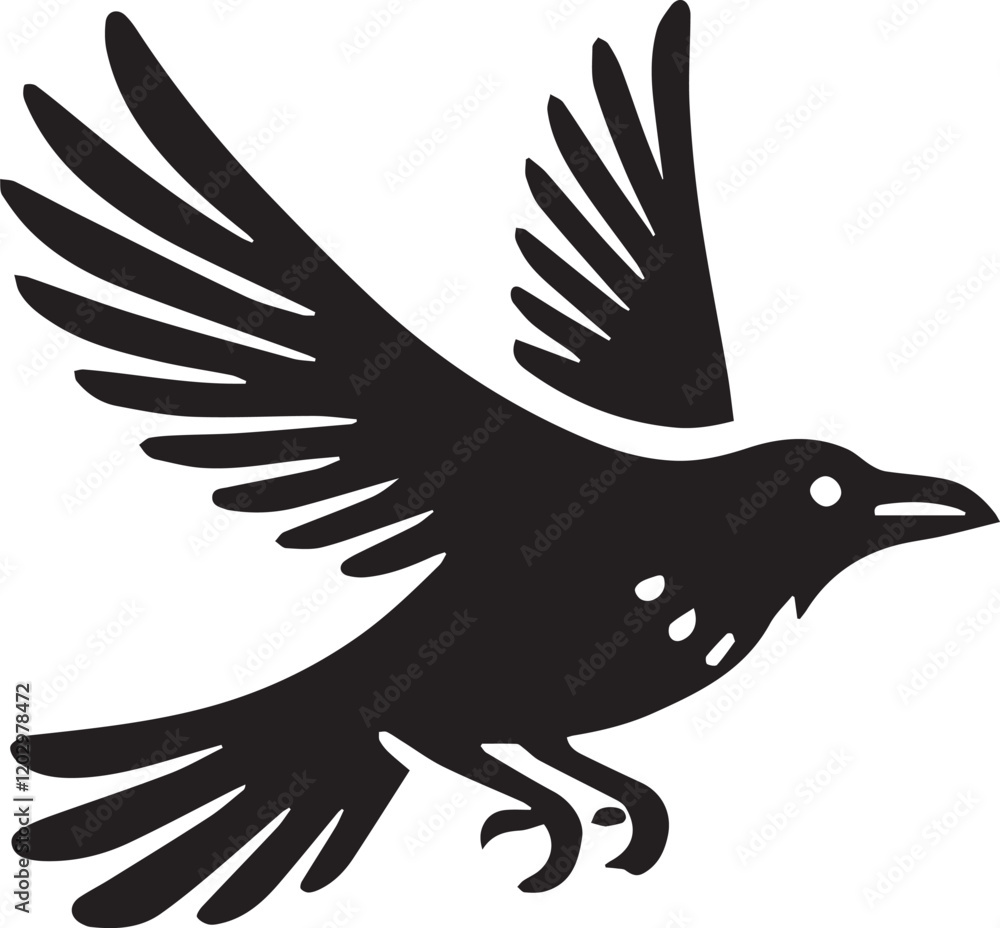 Obraz premium Crow vector illustration in black and white