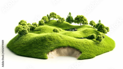 3D Render of a Lush Green I...
