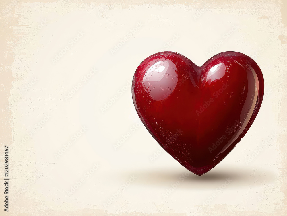 realistic illustration of glossy red heart with textured background, evoking warmth and love realistic illustration of glossy red heart with textured background, evoking warmth and love