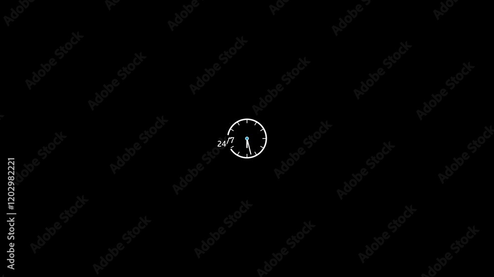 clock icon Animation Black background 4k video,Clock icon with moving arrows in 12 hour loop. Stopwatch animation. clock icon Animation Black background 4k video,Clock icon with moving arrows in 12 hour loop. Stopwatch animation.