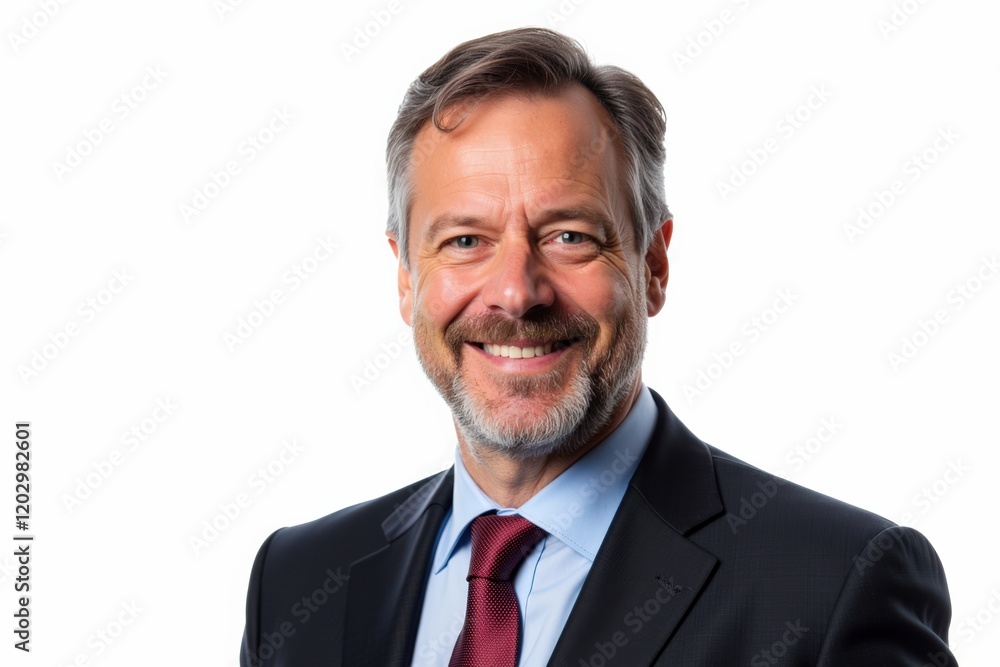 Confident Middle-Aged Businessman in Formal Attire with a Warm Smile Against a Neutral Background - Professional Portrait for Corporate Use Confident Middle-Aged Businessman in Formal Attire with a Warm Smile Against a Neutral Background - Professional Portrait for Corporate Use