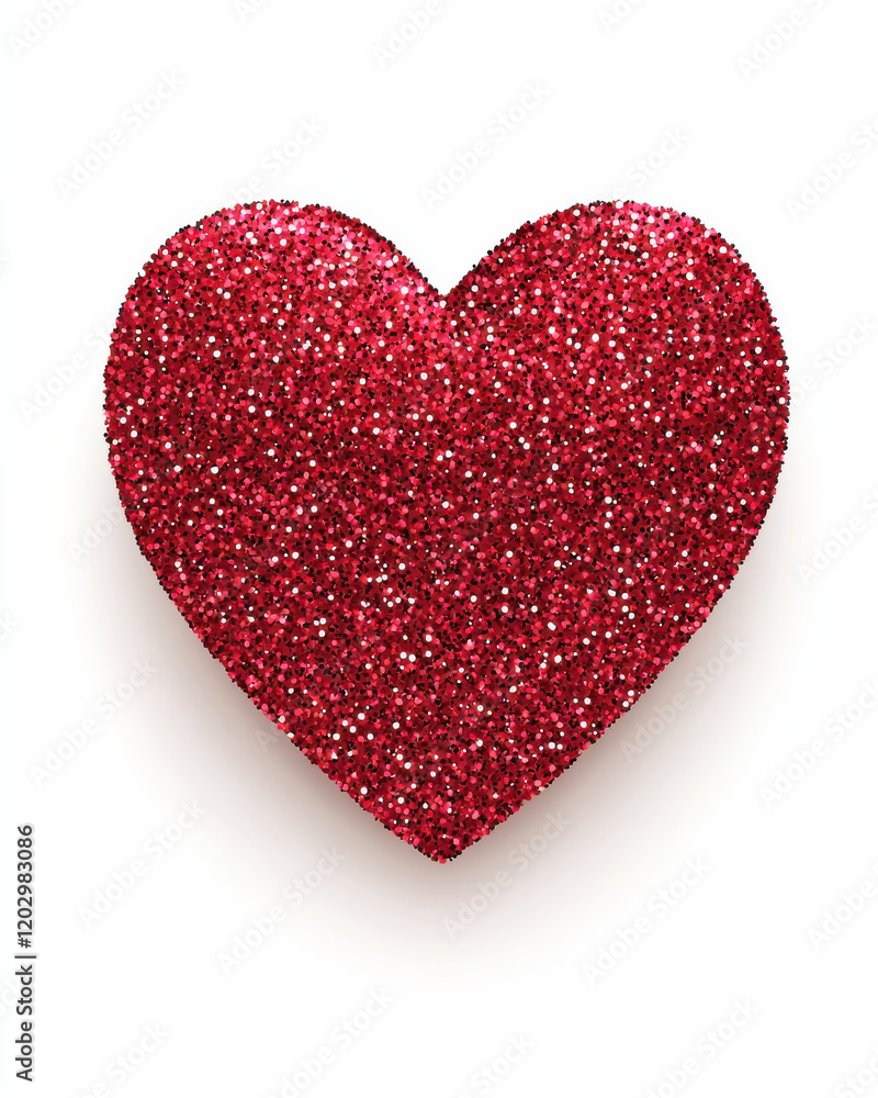 Sparkling red heart illustration with glitter effects on white background Sparkling red heart illustration with glitter effects on white background