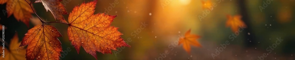 Crisp autumn leaf, single large water droplet , macro, photography Crisp autumn leaf, single large water droplet , macro, photography