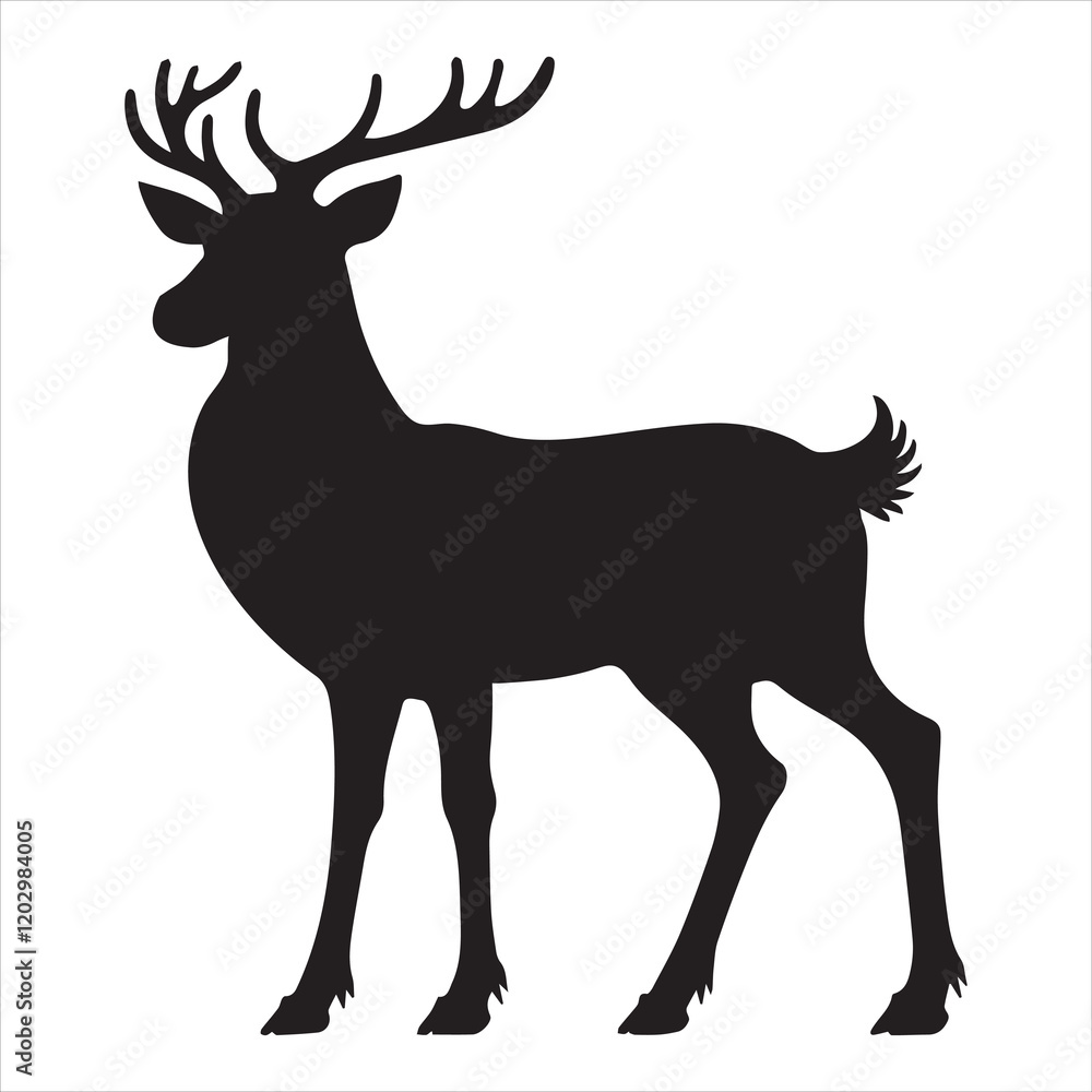 Fototapeta premium Simple Reindeer Silhouette Vector Design for Winter Art 