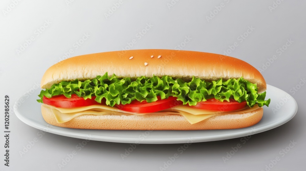 Appetizing Veggie Sub Sandwich on a Plate Appetizing Veggie Sub Sandwich on a Plate