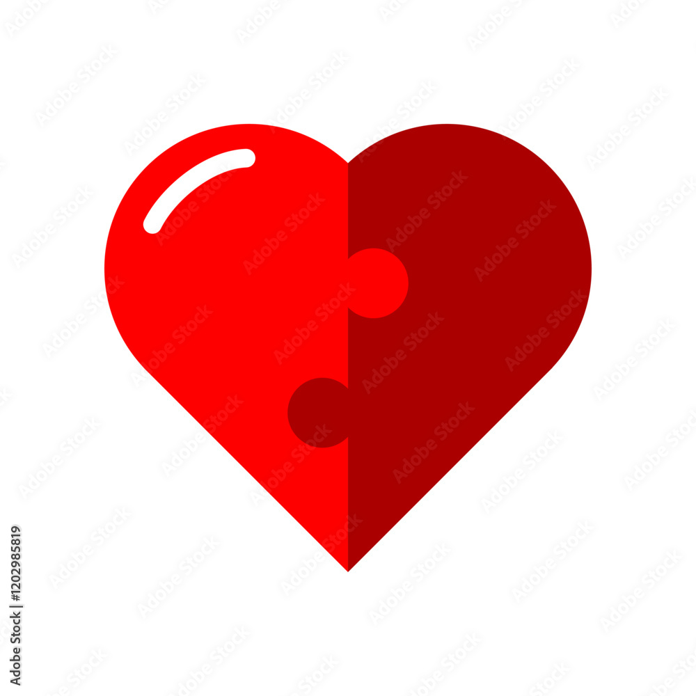 Red heart love jigsaw icon flat vector design icon Red heart love jigsaw icon flat vector design icon