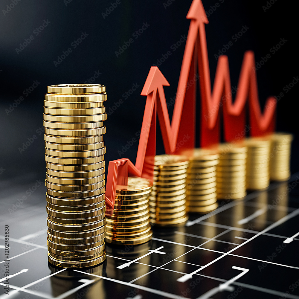 Financial Stock Growth Chart with 3D Investment Diagram Analyzing Money Profit, Economic Success, and Wealth Strategy for Market Trends Financial Stock Growth Chart with 3D Investment Diagram Analyzing Money Profit, Economic Success, and Wealth Strategy for Market Trends