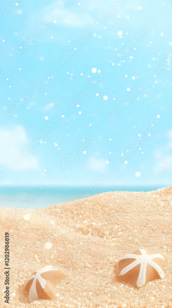 Summer Beach Illustration with Starfish Summer Beach Illustration with Starfish