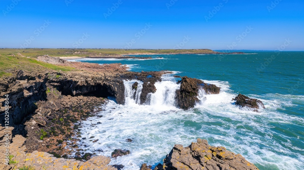 Ocean Waves Crashing on Rocky Coast Ocean Waves Crashing on Rocky Coast