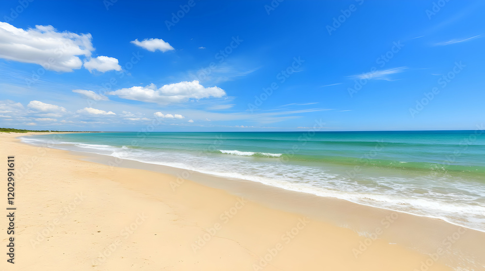 Beach Scene Photo: Sandy Shore, Turquoise Water Beach Scene Photo: Sandy Shore, Turquoise Water
