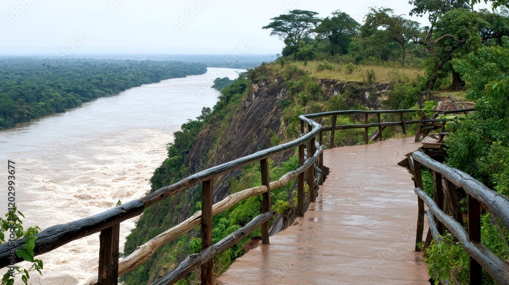 River Landscape from a Clifftop Viewpoint River Landscape from a Clifftop Viewpoint