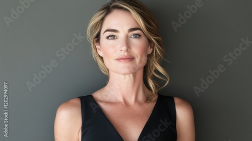 A Woman With Blonde Hair Wearing a Black Dress