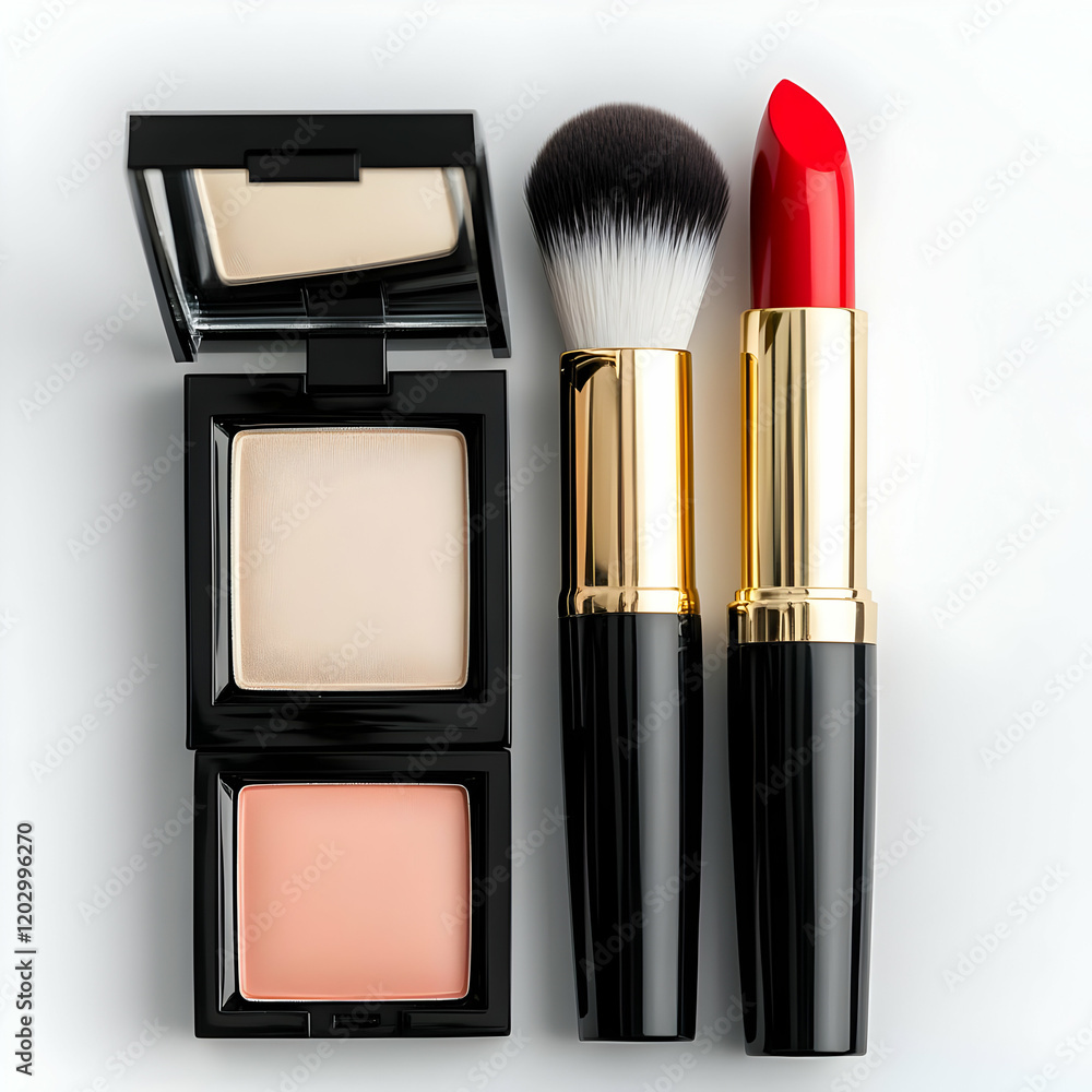 Makeup Kit: Blush, Powder, Lipstick, Brush Makeup Kit: Blush, Powder, Lipstick, Brush