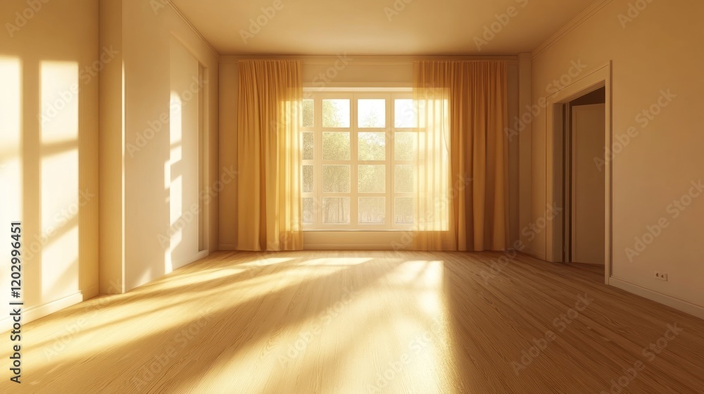 Fototapeta premium Sunlit Empty Room: A Peaceful and Serene Interior