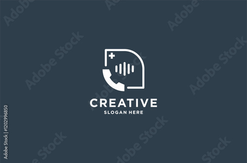 voice call logo design premium vector.