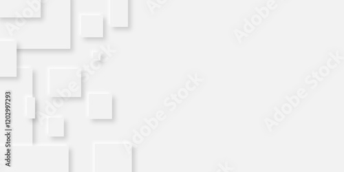 Abstract grey square shape with futuristic concept background.gray paper squares in bright light with shadows.neomorphism Abstract blurred background with Geometric light & white Space design concept.