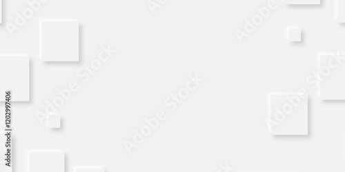Abstract grey square shape with futuristic concept background.gray paper squares in bright light with shadows.neomorphism Abstract blurred background with Geometric light & white Space design concept.