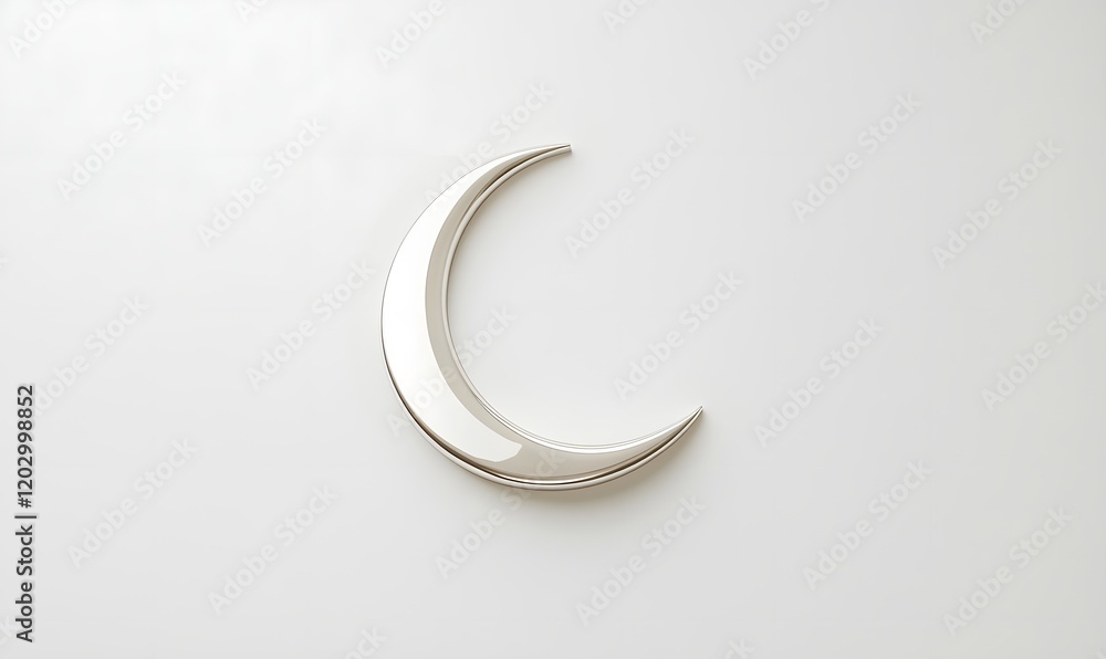 Silver crescent moon on white background. Silver crescent moon on white background.