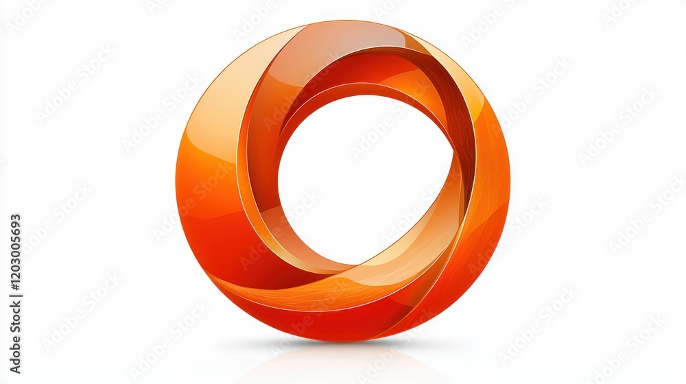Abstract Orange Circle Design: A Glossy, 3D Torus Shape on White Background Abstract Orange Circle Design: A Glossy, 3D Torus Shape on White Background