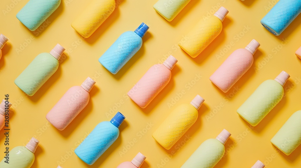 Flat lay of nursing home shampoo bottles with no-slip grips for easy handling Flat lay of nursing home shampoo bottles with no-slip grips for easy handling