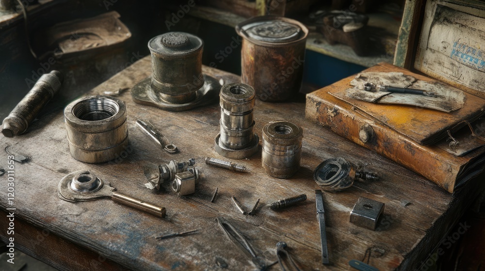 Mechanic disassembling a car engine to access the piston assembly. Mechanic disassembling a car engine to access the piston assembly.