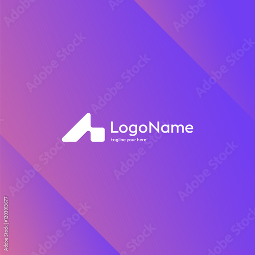 letter A tech logo design template elements