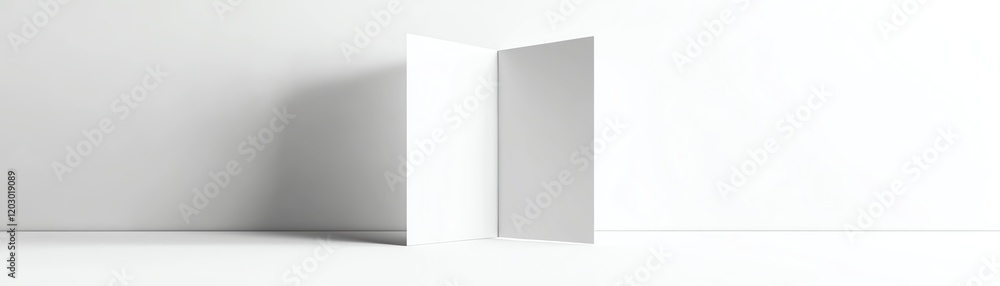 Minimalist open door in a modern interior, white isolated background. Minimalist open door in a modern interior, white isolated background.
