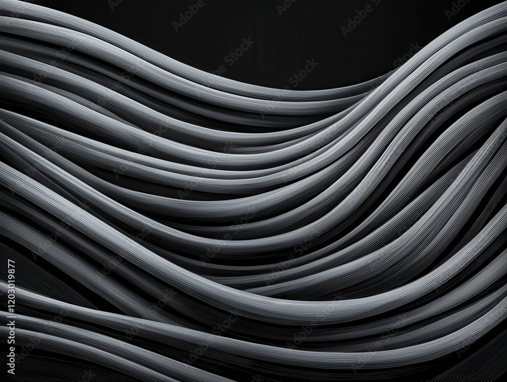 Obraz premium Abstract black and gray wavy lines create dynamic and flowing composition