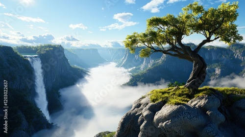 Serene Mountain Waterfall