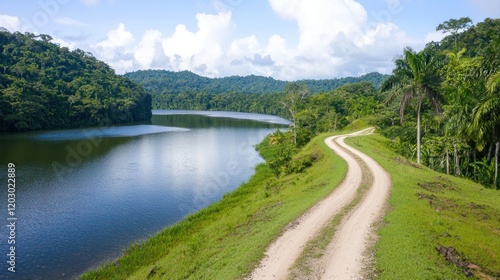 Scenic Lake and Jungle Road