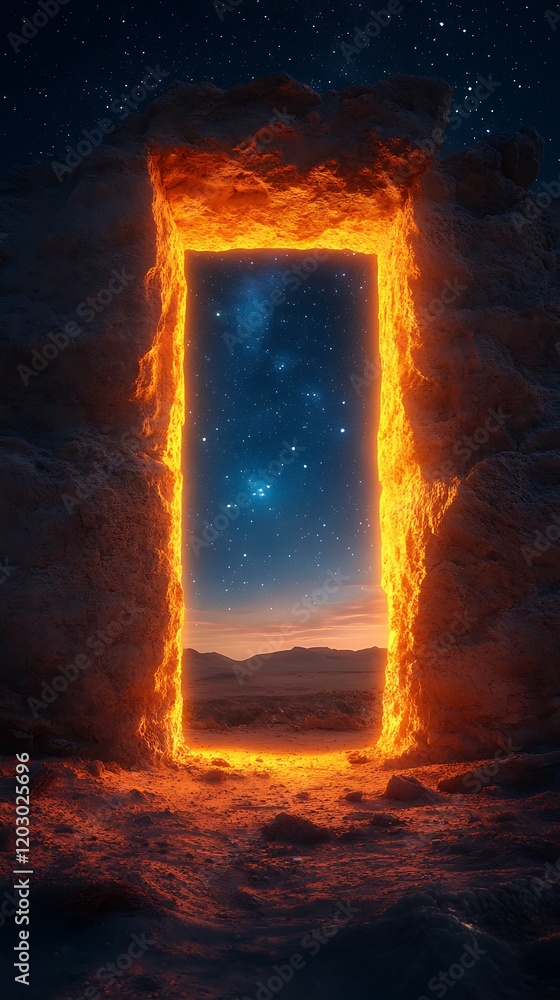 Fototapeta premium Fiery Gateway to Interstellar Realms at Night