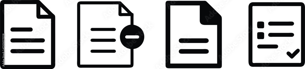 Document icon set, Form flat icon vector illustration. Document icon set, Form flat icon vector illustration.