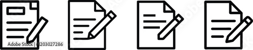 Document with a pencil icon set, Form line icon, Vector illustration.