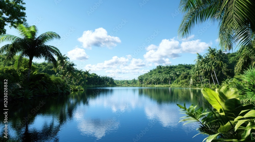Obraz premium Tranquil Tropical Lake