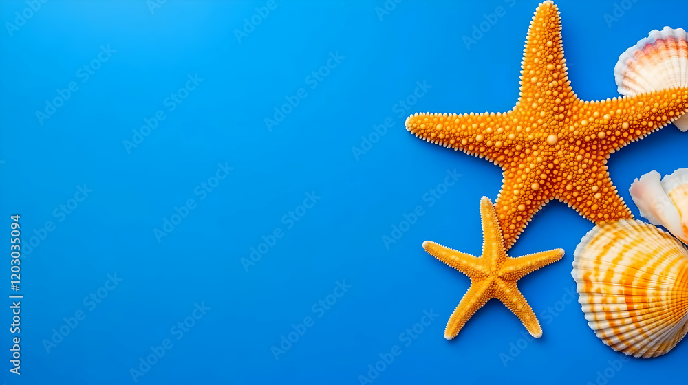 Ocean Starfish Seashells Summer Background Illustration Ocean Starfish Seashells Summer Background Illustration