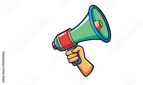 3d hand holding megaphone on white background