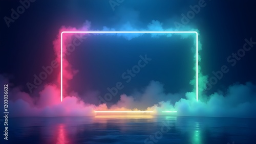 Neon Light Border Abstract Background 