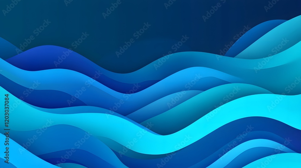 Fototapeta premium Abstract Blue Waves Design Background Illustration