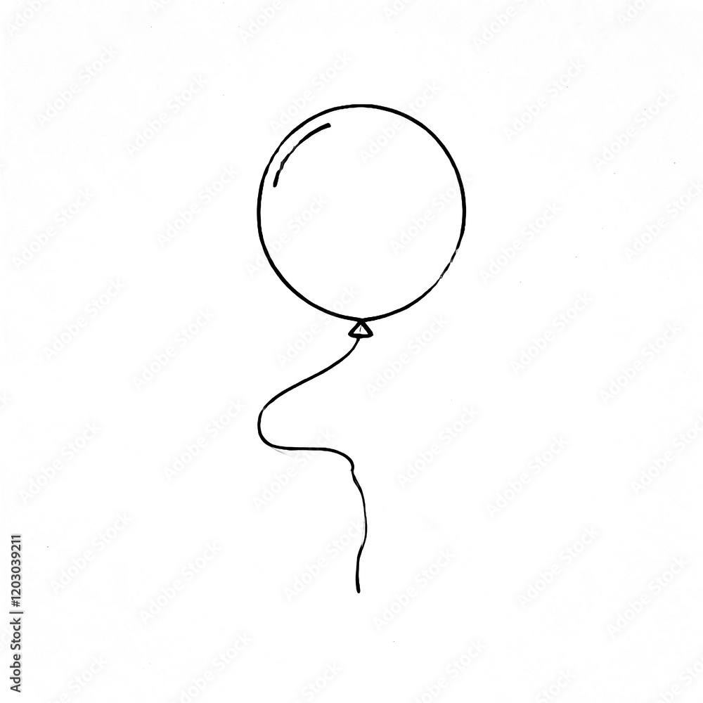 A minimalist balloon line sketch on a white background, with a rounded shape and a thin string. A minimalist balloon line sketch on a white background, with a rounded shape and a thin string.