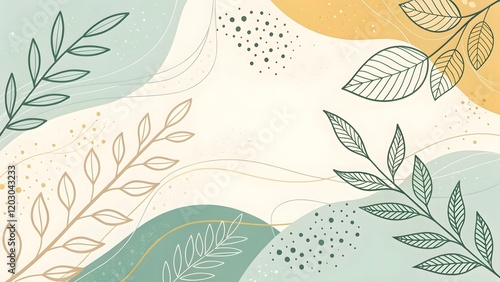 Soft Pastel Botanical Design Minimalist Nature-Inspired Art V6