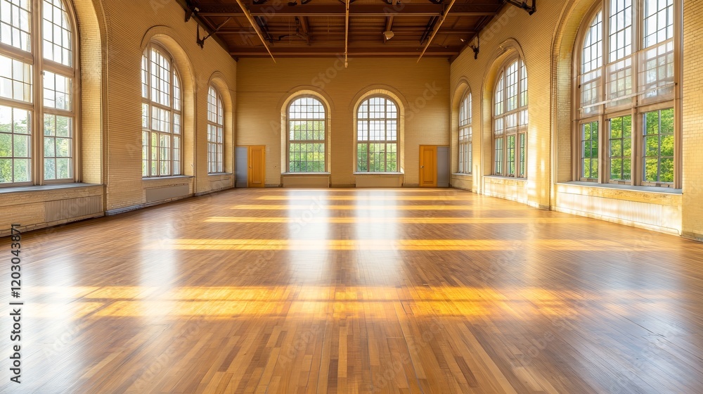 A spacious, sunlit wooden hall with large windows, ideal for gatherings or activities. A spacious, sunlit wooden hall with large windows, ideal for gatherings or activities.
