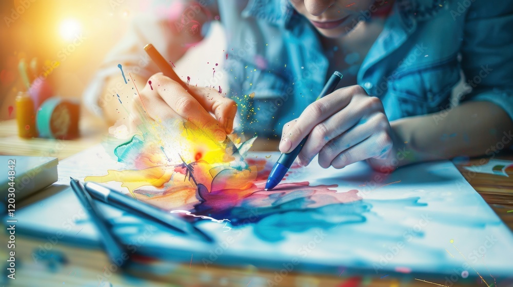 Naklejka premium Fluid Creativity: The art of adapting creative concepts quickly and efficiently, responding to new challenges or evolving needs with innovative flexibility. 