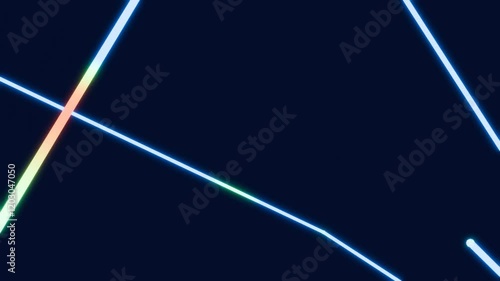 Abstract neon lines intersect on dark background, digital art, website design