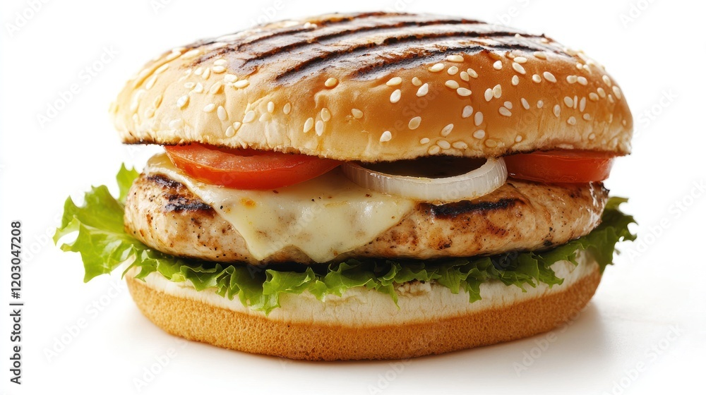 Grilled Chicken Burger With Cheese Tomato And Lettuce Grilled Chicken Burger With Cheese Tomato And Lettuce