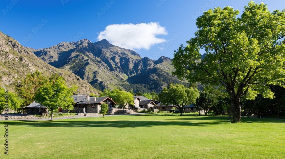 Naklejka premium Mountain Valley Landscape