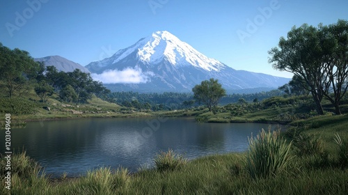 Serene Mountain Lake Landscape
