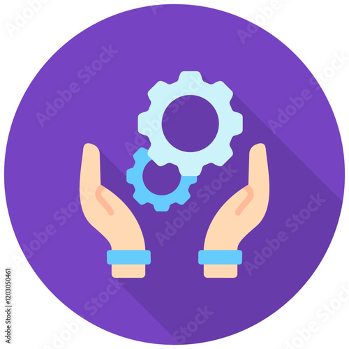 Hands rounded flat color icon, use for UI, UX, app and web development, digital or print. for digital industry, education, business, finance, project management.
