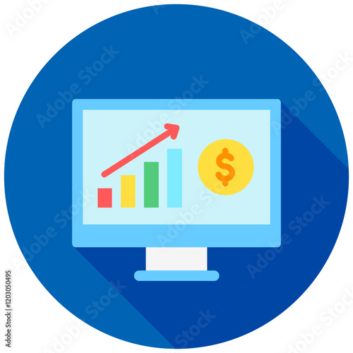 Profits rounded flat color icon, use for UI, UX, app and web development, digital or print. for digital industry, education, business, finance, project management.