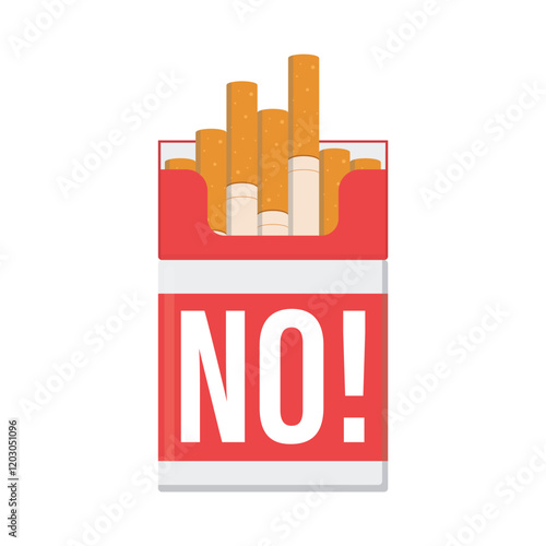 Cigarette pack with motivational phrase - NO! Stop smoking and bad habits, refuses a cigarette. Healthy lifestyle. Motivational design isolated on white background.